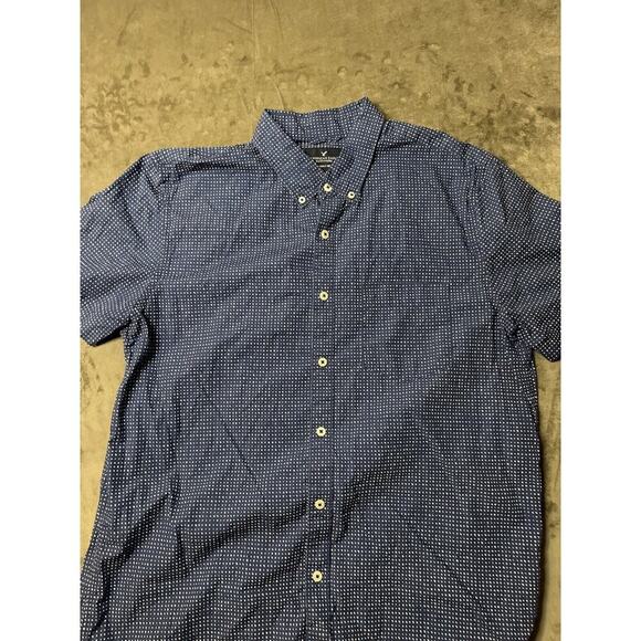 American Eagle Shirt Mens Large Button Down Seriously Soft Navy‎ Blue Dot - Picture 1 of 6